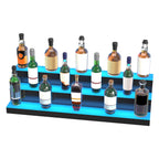 LED Lighted Liquor Bottle Display, 3 Tiers 40 Inches, Illuminated Home Bar Shelf with RF Remote & App Control 7 Static Colors 1-4 H Timing, Acrylic Drinks Lighting Shelf for Holding 30 Bottles