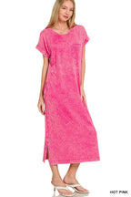 Zenana Washed Exposed Seam Short Sleeve T-Shirt Dress