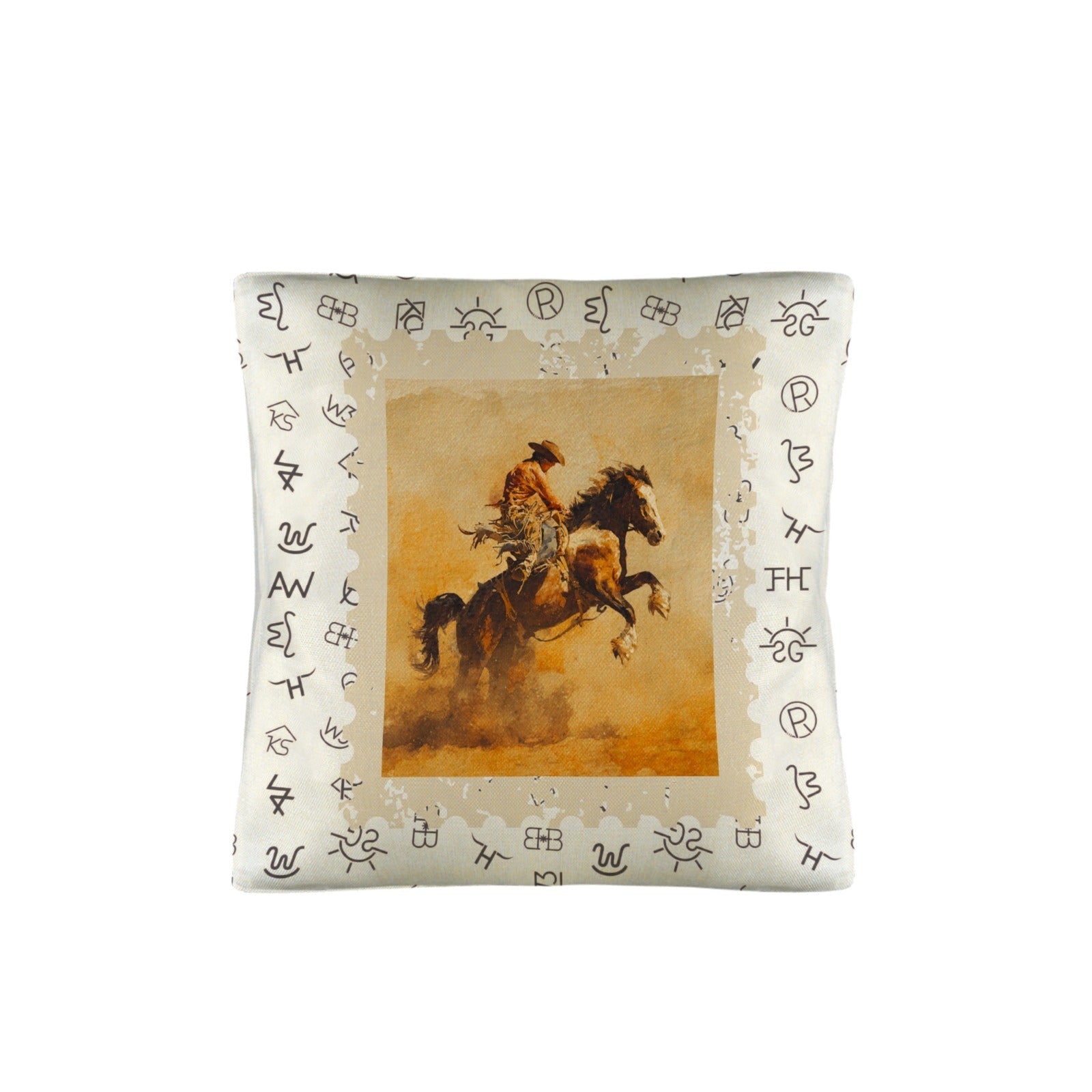 Baha Ranch Vintage Rodeo Stamp Throw Pillow Made in America Baha Ranch Western Wear