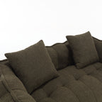Cozy Beanbag Chair with High Resilience Foam Core for Two - Olive Green Chenille, 66x35x25 inches