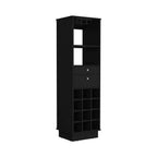 Classic Bar Cabinet, Two Drawers, Twelve Built-in Wine Rack-Black