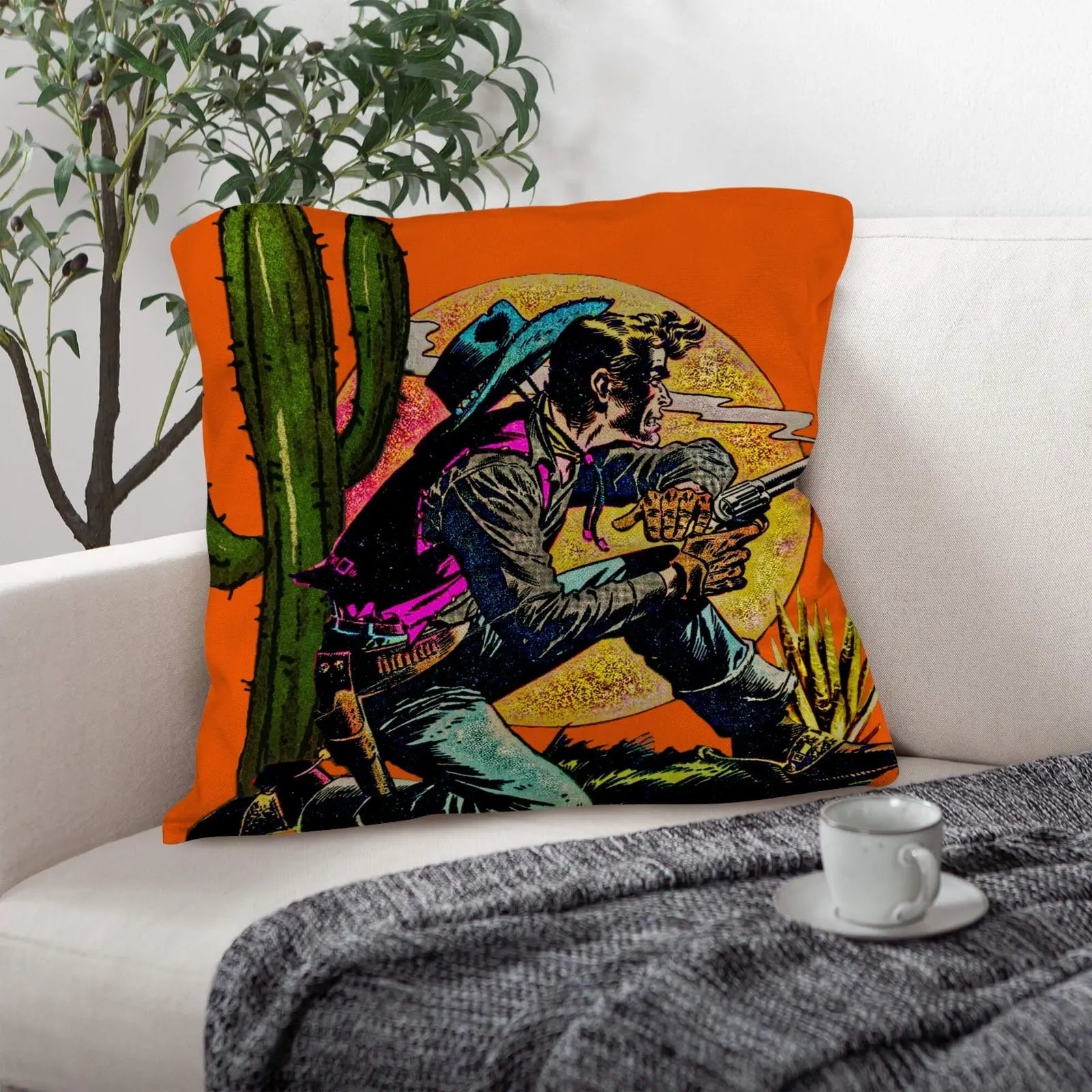 Wild West Cowboy Throw Pillow Case Made in America Baha Ranch Western Wear