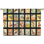 Vintage Western Collage Window Curtains 28"x40" (2-Piece)Made in America Baha Ranch Western Wear