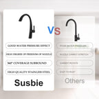 Matte Black High-Arc Stainless Steel Pull Out Kitchen Faucet with Dual Modes and 360-Degree Rotation