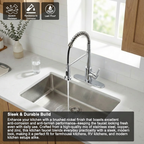 Kitchen Faucet with Pull Down Sprayer Industrial 1 Handle 1 Hole Or 3 Hole Faucet for Farmhouse Camper Laundry Utility Rv Wet Bar Sinks, Stainless Steel, Chrome
