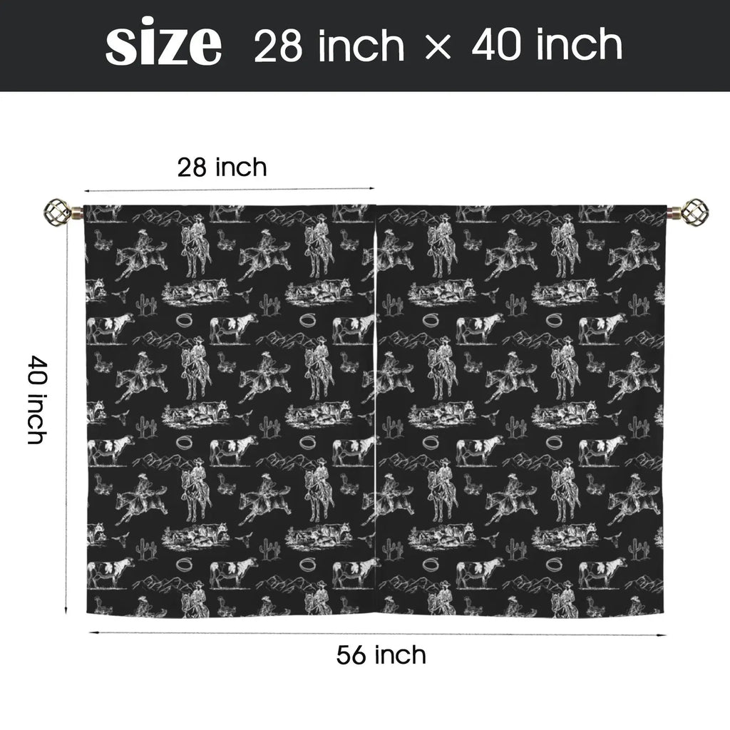 Ranch Life Window Curtains 28"x40" (2-Piece) Made in America Baha Ranch Western Wear