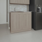 Utility Sink Cabinet 36' H, 2 Doors, 2 Shelves, White Oak - Kitchen