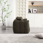 Cozy Beanbag Chair with High Resilience Foam Core for Two - Olive Green Chenille, 66x35x25 inches