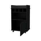 FM FURNITURE Crozier Bart Cart, with 1 shelf, 1 door and four built-in wine rack,black