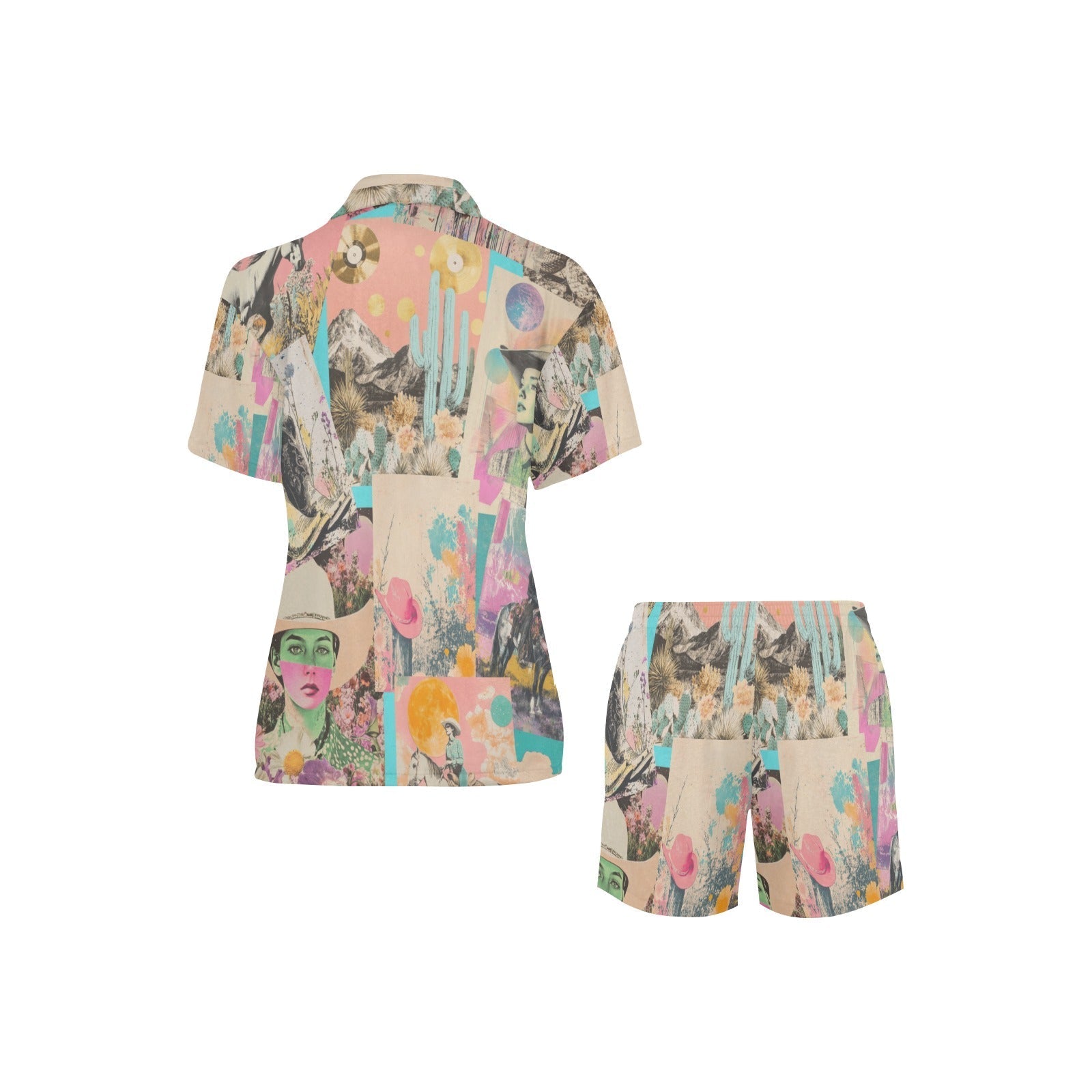 Baha Ranch Retro Pop Western Collage Pajama Set Baha Ranch Western Wear