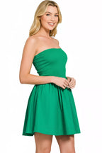 Zenana Combined Knit Tube Top Flare Mini Dress