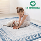 NAAR MARFI Collection 5X7 Blue / Ivory / Bordered Area Rug