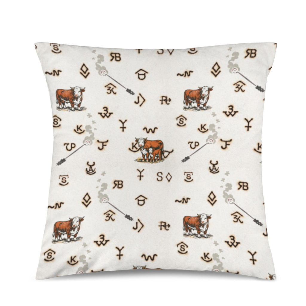 Baha Ranch Hereford Brands Velvety Soft Pillow Cover Made in America Baha Ranch Western Wear