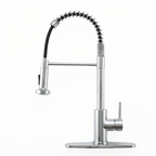 Kitchen Faucet with Pull Down Sprayer Industrial 1 Handle 1 Hole Or 3 Hole Faucet for Farmhouse Camper Laundry Utility Rv Wet Bar Sinks, Stainless Steel, Chrome
