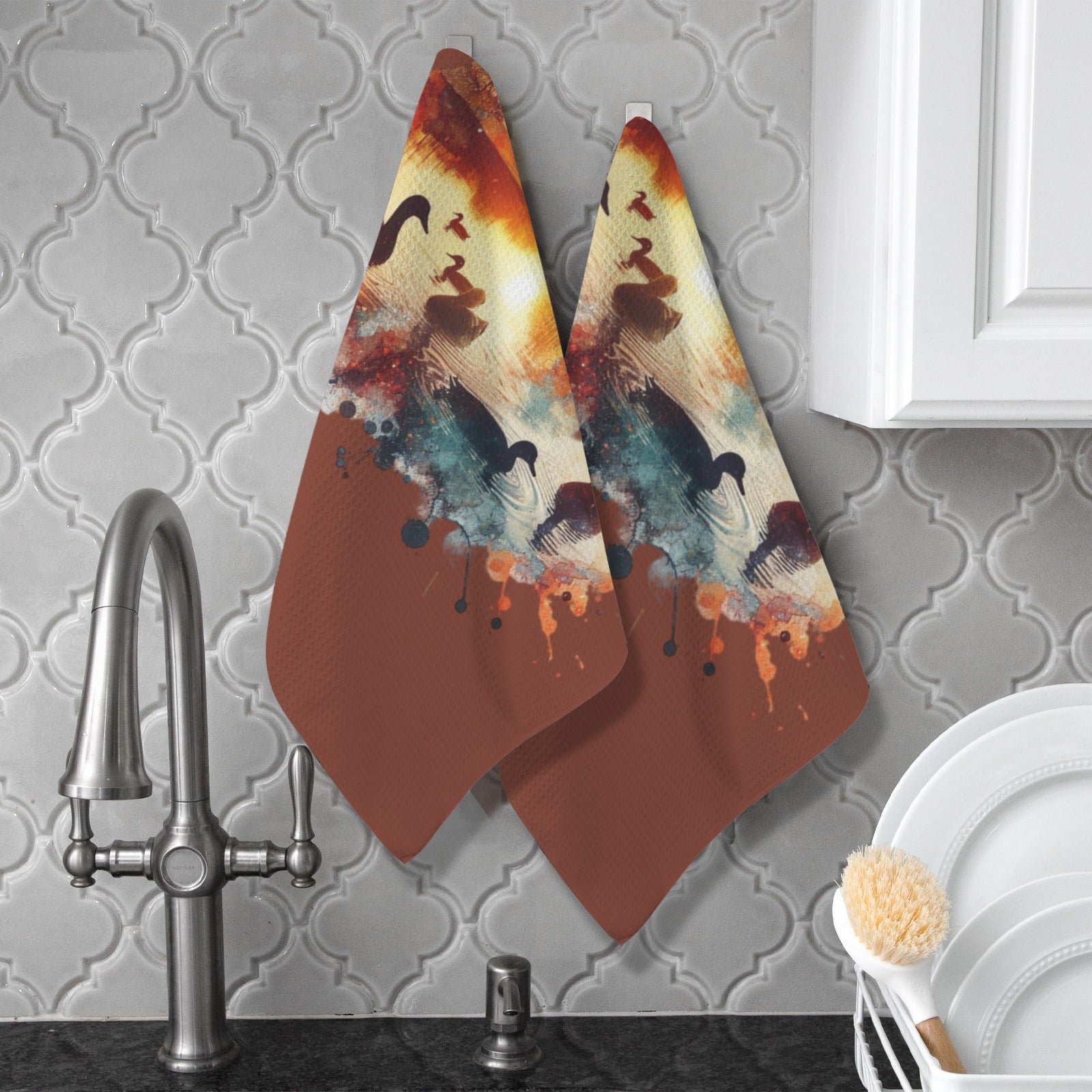 Labrador Retriever Duck Hunting Kitchen Set of 2 Dish Towels Made in America Baha Ranch Western Wear