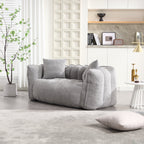 Cozy Beanbag Chair with High Resilience Foam Core for Two - Grey Chenille, 66x35x25 inches