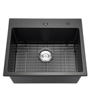25 inch Granite Kitchen Sink Top Mount Single Bowl Drop-In Basin for RV Bar