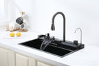 Pull-out Facuet Single Bowl Sink Kitchen Vegetable Sink 304 Whale Waterfall Sink Stainless Steel Dish Sink Vegetable Sink Household Vegetable Washing Basin