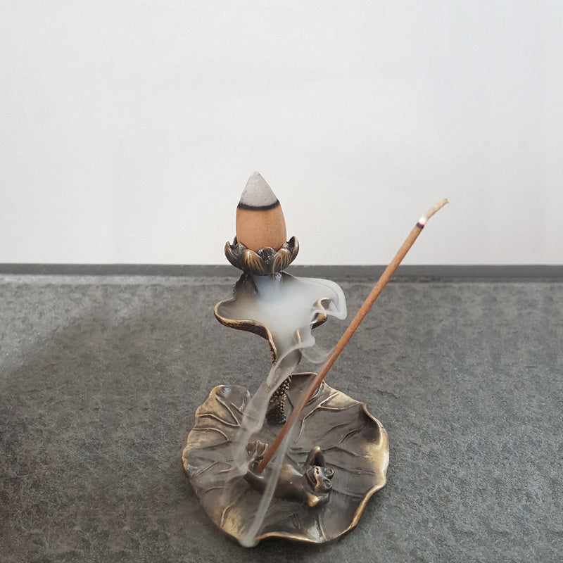 Creative Incense Stick Incense Burner Lotus Leaf Frog Seat