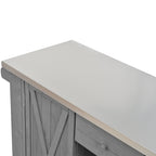 Outdoor Kitchen Island Fir Wood Kitchen Island with Stainless Steel Top, Ample Storage, Towel and Spice Racks, Bottle Opener, Grey