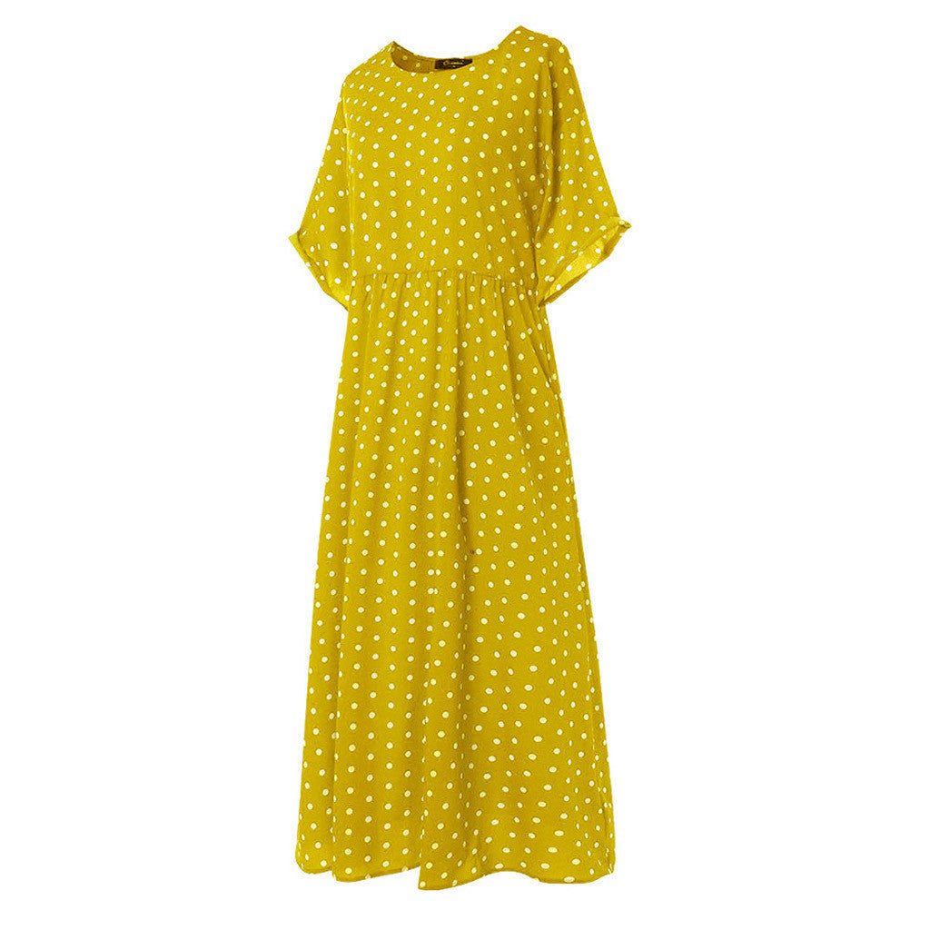 Polka Dot Print Short Sleeve Plus Size Dress
