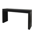64in Modern Black Wood Console Table – Elegant Entryway Table with Decorative Beaded Trim