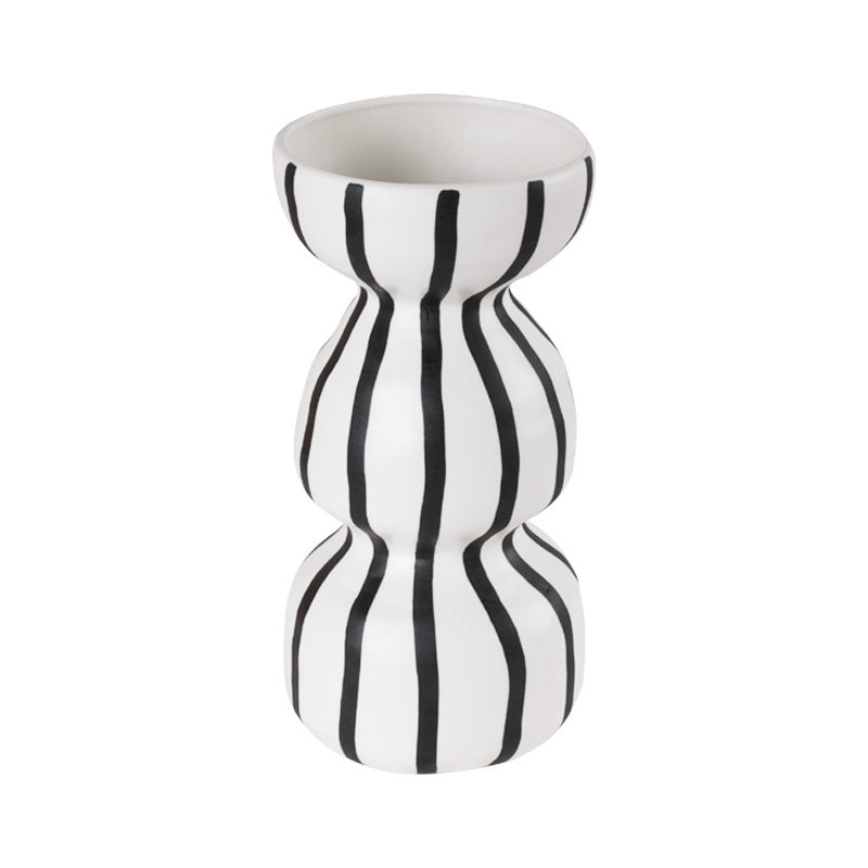 Original Hand-painted Vase Ceramic Black And White Handmade