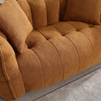 Cozy Beanbag Chair with High Resilience Foam Core for Two - Yellow Chenille, 66x35x25 inches