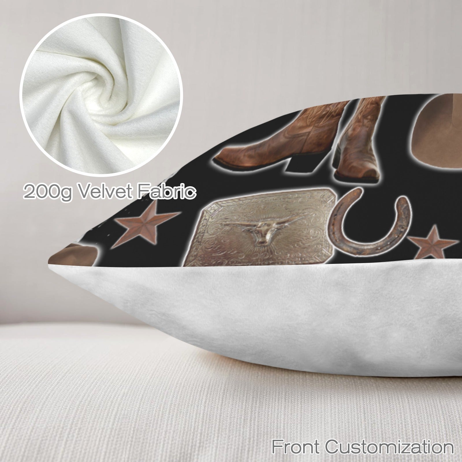 Baha Ranch Cowboy Collage Velvety Soft Throw Pillow Case Made in America Baha Ranch Western Wear