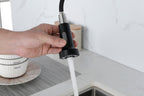 Spring kitchen faucet with pull-out sprayer, stainless steel single handle single hole kitchen sink faucet
