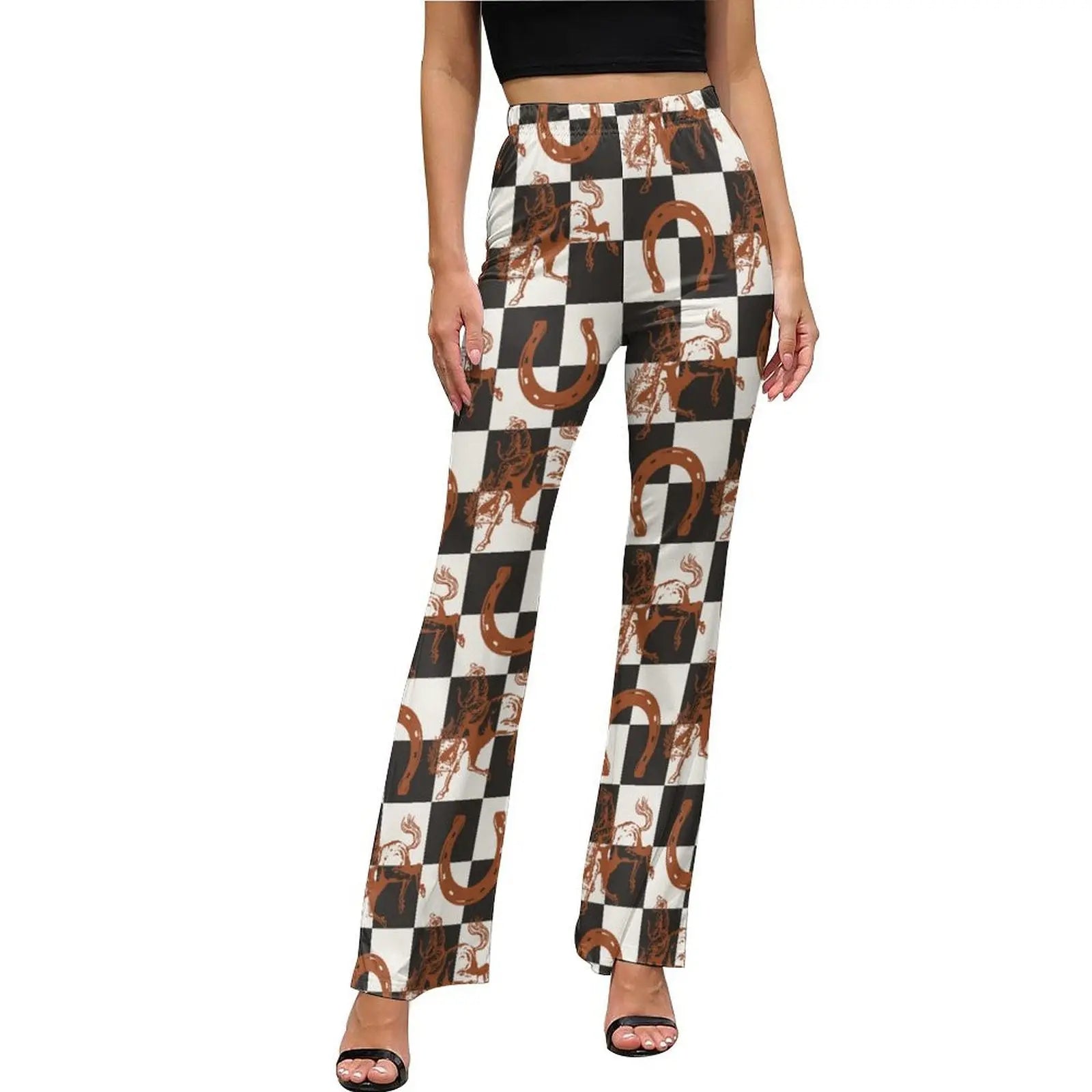 Baha Ranch Checkered Rodeo Flare Pants Baha Ranch Western Wear