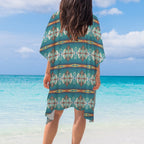 Baha Ranch Teal Aztec Duster Kimono Coverup Baha Ranch Western Wear