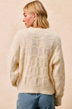 BiBi Checker Board Drop Shoulder Sweater