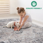 NAAR PAYAS Collection 8X10 Cream / Anthracite / Traditional Area Rug