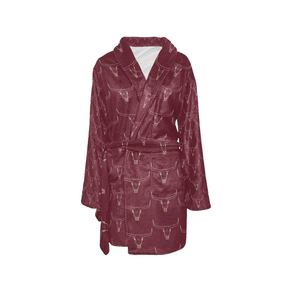 Burgundy Longhorn Women's Western Bath Robe Baha Ranch Western Wear