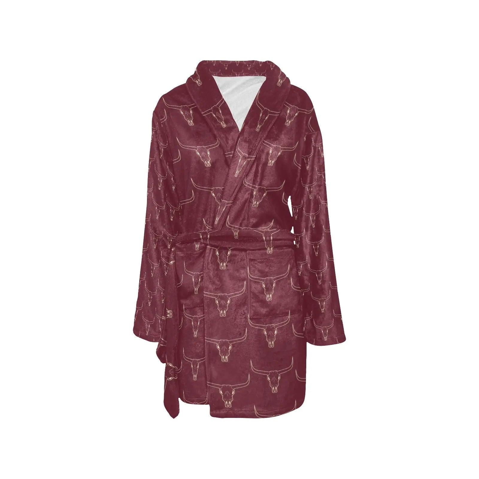 Burgundy Longhorn Women's Western Bath Robe Baha Ranch Western Wear