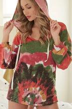 BiBi Tie Dye Knit Hoodie with Twill Tape