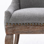 A&A Furniture Ultra Side Dining Chair with Thickened Fabric and Solid Wood Legs, Bronze Nail Head, Set of 2, Gray