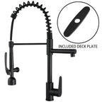 Industrial Chic Matte Black Kitchen Sink Faucet with LED Pull Down Sprayer, Single Handle High Arc Stainless Steel Faucet, Dual Spouts, Deck Mount