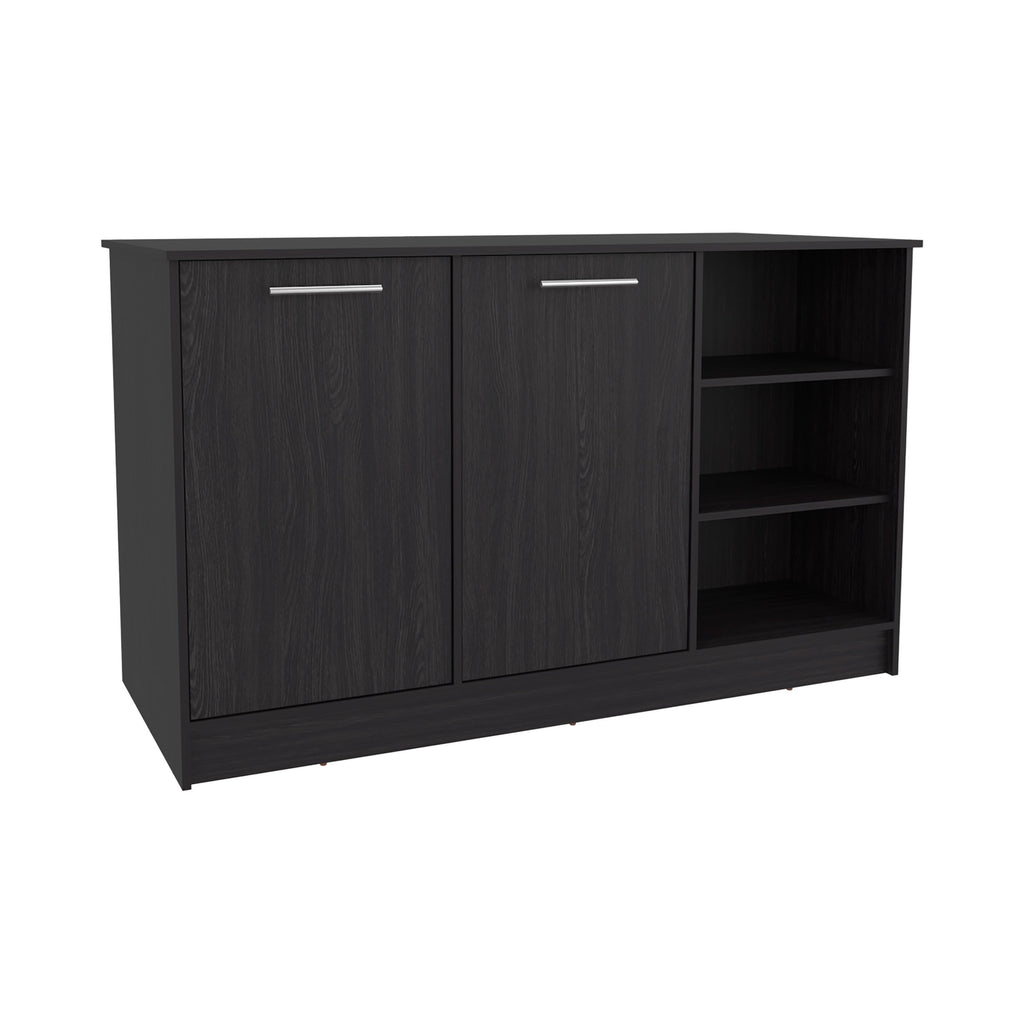 Kitchen Island Two Cabinets, Three Open Shelves