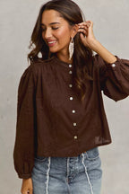 SO ME 3d Floral Woven Long Sleeve Front Button Shirt
