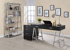 Black High Gloss and Chrome 2-Drawer Writing Desk