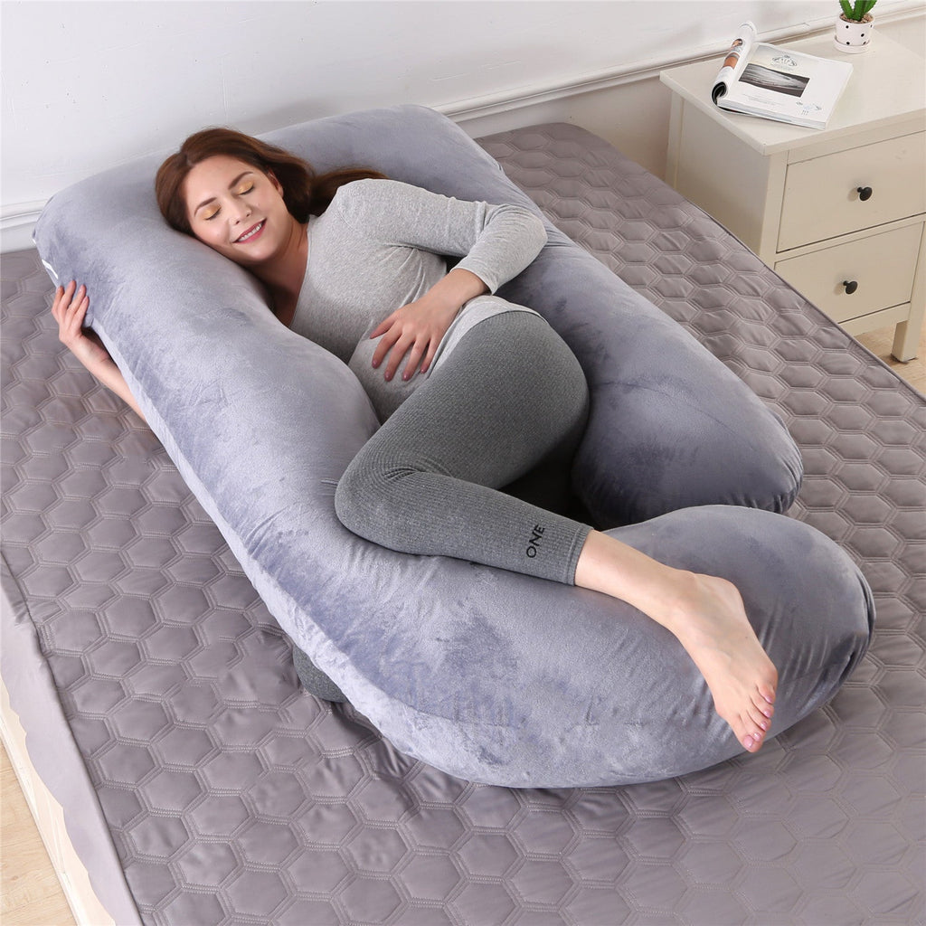 Pillow Lying On The Side With Detachable Crystal Velvet G-shaped Waist Pillow