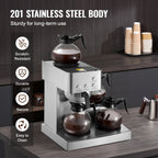 Commercial Drip Coffee Maker, 12 Cups Coffee-Maker Machine with 4 Glass Carafes and 4 Decanter Warmer Plates, Stainless Steel Drip Style Coffee Brewer, for Restaurant, Office, Coffee Shop & Home