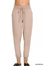 Zenana Drawstring Cotton Joggers with Pockets