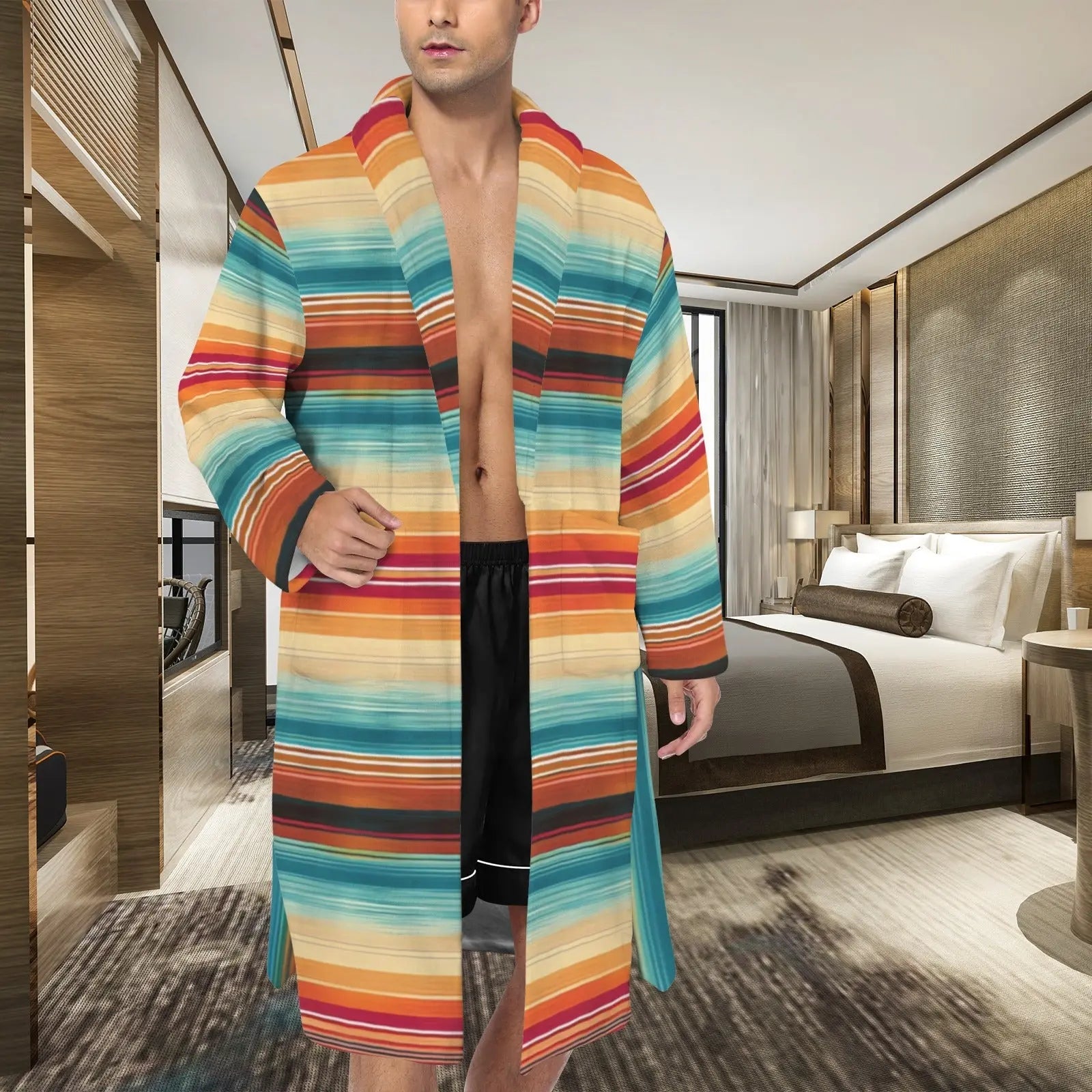 Baha Ranch Southwestern Serape Men's Bath Robe Baha Ranch Western Wear