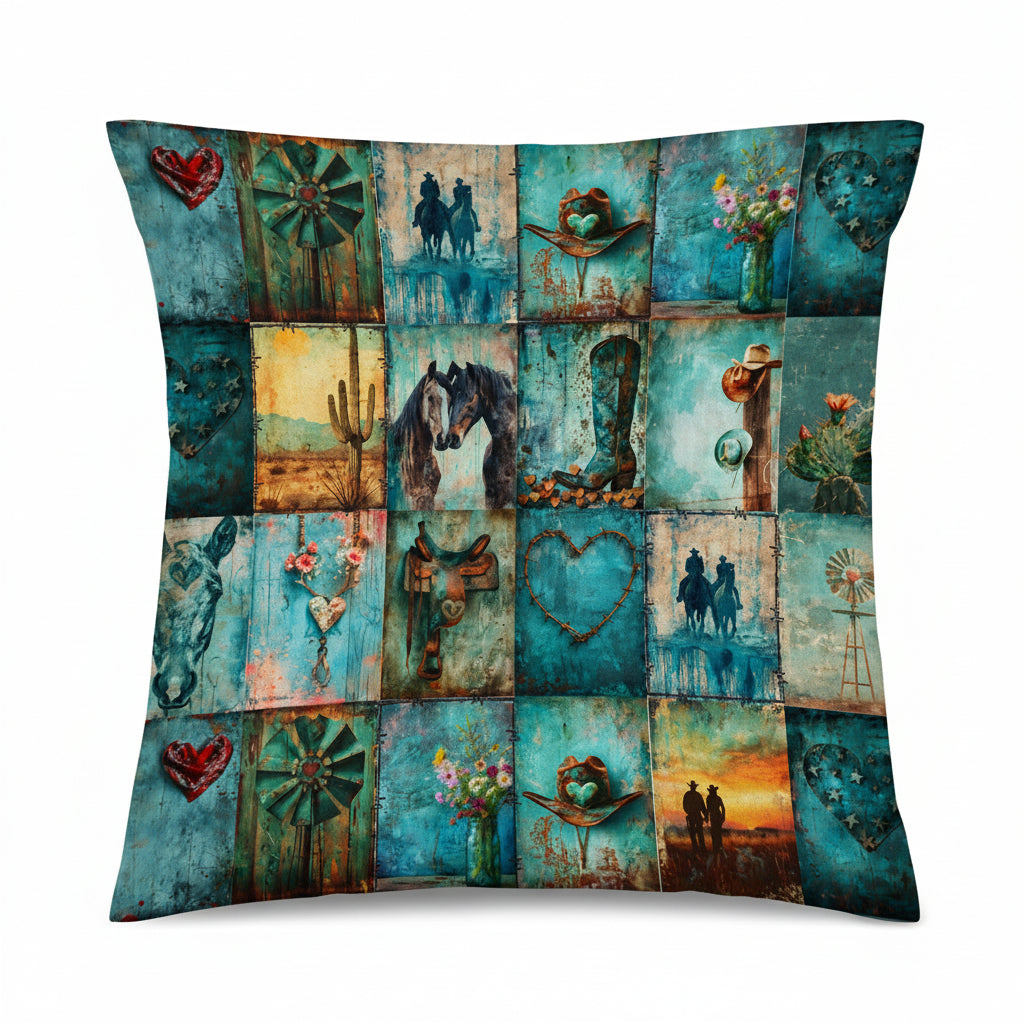 Baha Ranch turquoise Dreams Velvety Soft Pillow Case Made in America Baha Ranch Western Wear