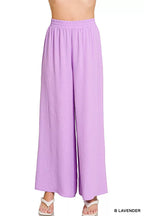 Zenana Woven Airflow Elastic Waistband Pants