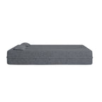 Modern Floor Sofa, with 2 Pillows, Convertible Teddy Fabric Foam Filled Bed, 15 inch Full Size Folding Mattress, Suitable for Living Room, Guest room, Game Room, Grey