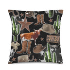 Baha Ranch Cowboy Collage Velvety Soft Throw Pillow Case Made in America Baha Ranch Western Wear